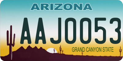 AZ license plate AAJ0053