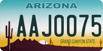 AZ license plate AAJ0075