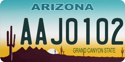 AZ license plate AAJ0102