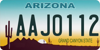 AZ license plate AAJ0112