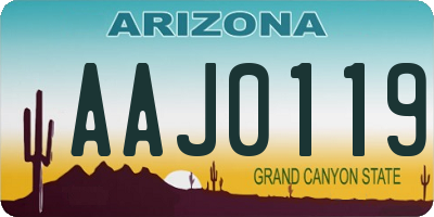 AZ license plate AAJ0119