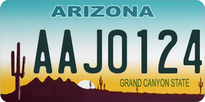 AZ license plate AAJ0124
