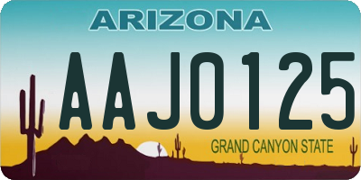 AZ license plate AAJ0125