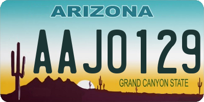 AZ license plate AAJ0129