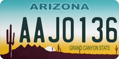 AZ license plate AAJ0136
