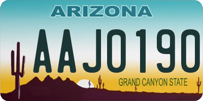 AZ license plate AAJ0190