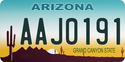 AZ license plate AAJ0191
