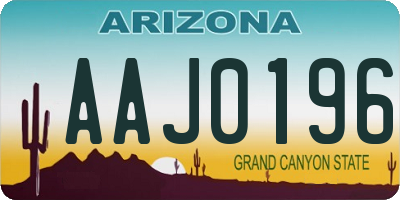 AZ license plate AAJ0196