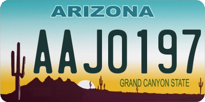 AZ license plate AAJ0197