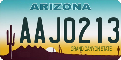 AZ license plate AAJ0213
