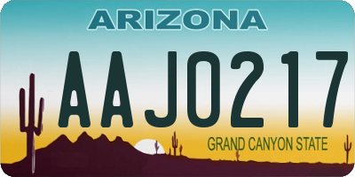 AZ license plate AAJ0217