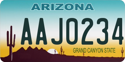 AZ license plate AAJ0234