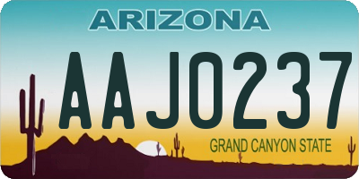 AZ license plate AAJ0237