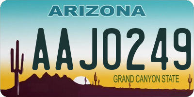 AZ license plate AAJ0249