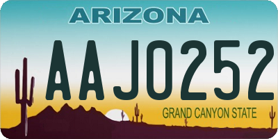 AZ license plate AAJ0252