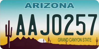 AZ license plate AAJ0257