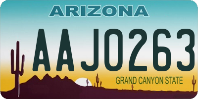 AZ license plate AAJ0263