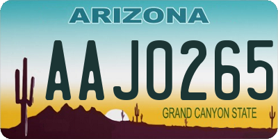AZ license plate AAJ0265