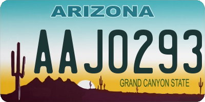 AZ license plate AAJ0293