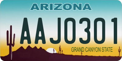 AZ license plate AAJ0301