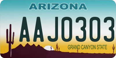 AZ license plate AAJ0303