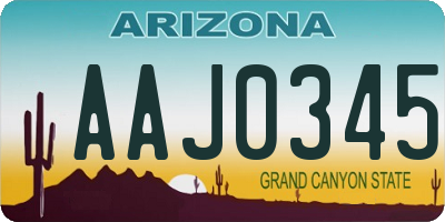 AZ license plate AAJ0345