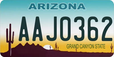 AZ license plate AAJ0362