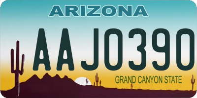 AZ license plate AAJ0390