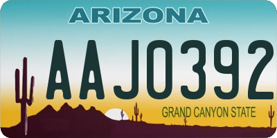 AZ license plate AAJ0392