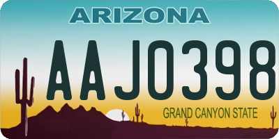 AZ license plate AAJ0398