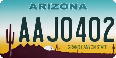 AZ license plate AAJ0402