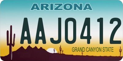 AZ license plate AAJ0412