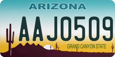 AZ license plate AAJ0509