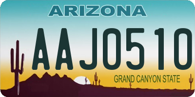 AZ license plate AAJ0510