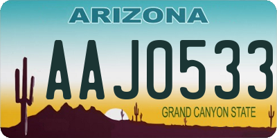 AZ license plate AAJ0533