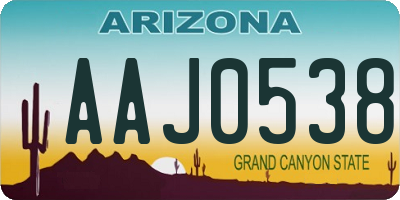 AZ license plate AAJ0538