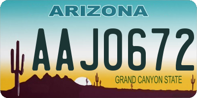 AZ license plate AAJ0672