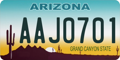 AZ license plate AAJ0701