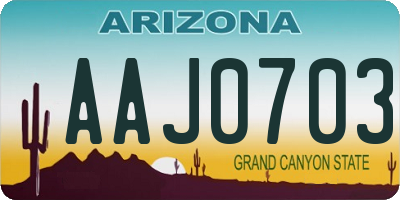 AZ license plate AAJ0703