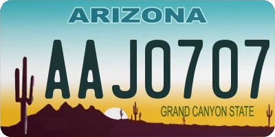 AZ license plate AAJ0707