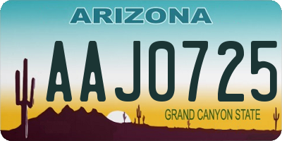 AZ license plate AAJ0725