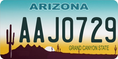 AZ license plate AAJ0729