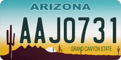 AZ license plate AAJ0731