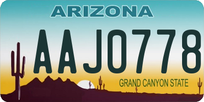AZ license plate AAJ0778