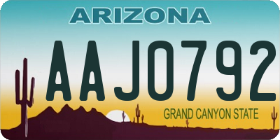 AZ license plate AAJ0792