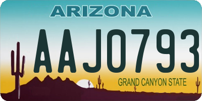 AZ license plate AAJ0793