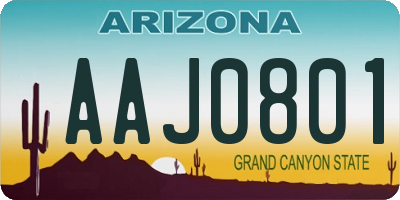 AZ license plate AAJ0801