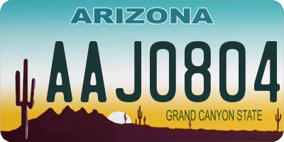 AZ license plate AAJ0804
