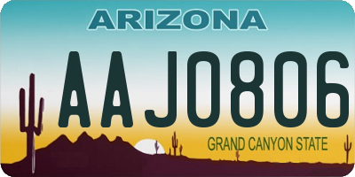 AZ license plate AAJ0806