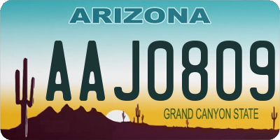 AZ license plate AAJ0809